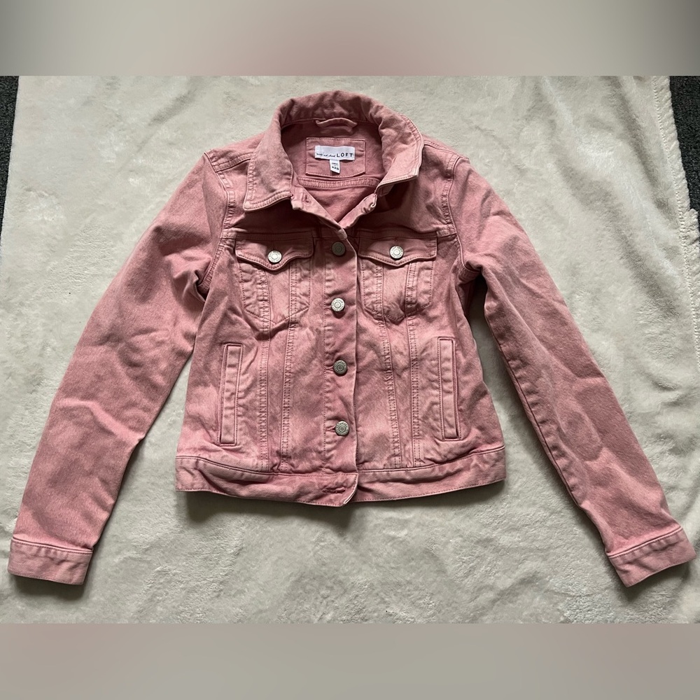 Pink denim jacket petite xxs from Loft